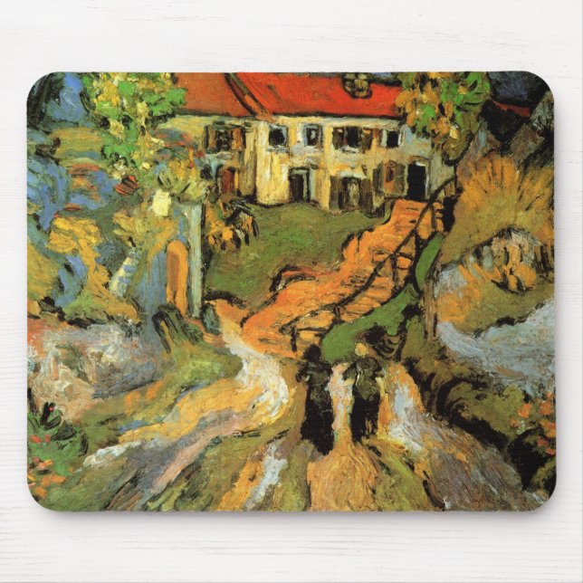 Alfombrilla De Ratón Van Gogh Village Street y Steps Auvers, figuras (Frente)