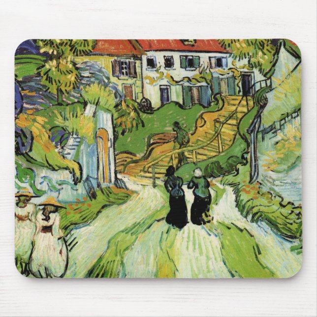 Alfombrilla De Ratón Van Gogh Village Street y Steps Auvers, figuras (Frente)