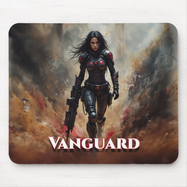 Alfombrilla De Ratón Vanguard – Guerrera futurista femenina (Frente)