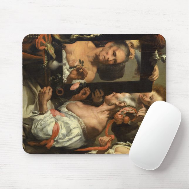 Alfombrilla De Ratón Vanitas, la vieja coqueta de Bernardo Strozzi (Con ratón)