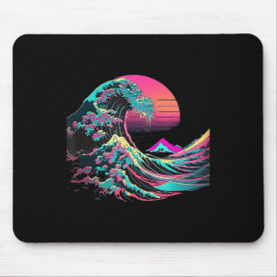 Alfombrilla De Ratón Vaperwave Estético Glitch Great Wave Retrowave Sy