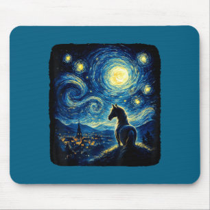 Alfombrilla De Ratón Vaquera de Van Gogh Caballo Estrellado Nocturno Di
