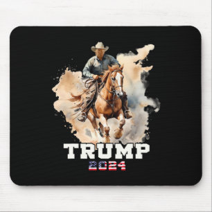 Alfombrilla De Ratón Vaquero con bandera norteamericana montando a caba