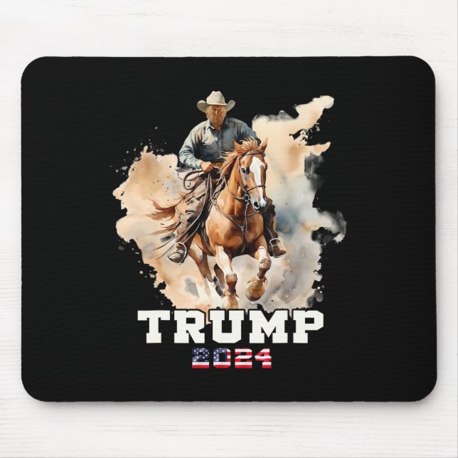 Alfombrilla De Ratón Vaquero con bandera norteamericana montando a caba (Frente)