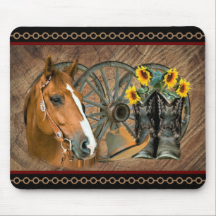 Alfombrilla De Ratón Vaquero de caballos occidentales bota rueda de Gor
