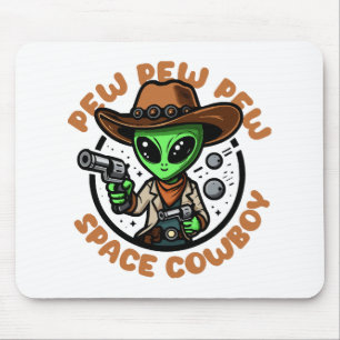 Alfombrilla De Ratón Vaquero Espacial Alien Divertido
