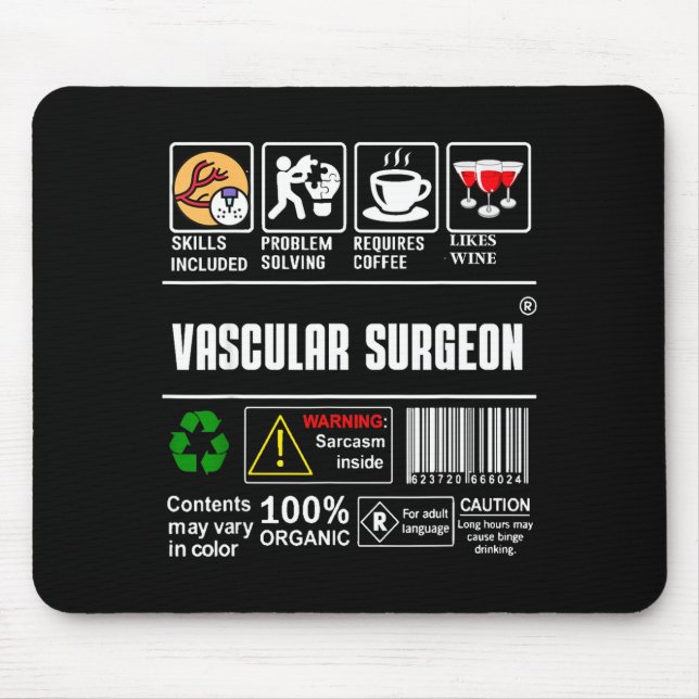 Alfombrilla De Ratón Vascular Surgeon Doctor Job Label Sarcasm Skills C (Frente)
