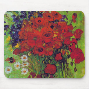 Alfombrilla De Ratón Vase con Cornflowers y Poppies, Van Gogh