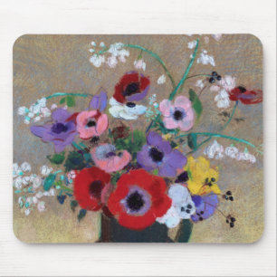 Alfombrilla De Ratón Vase con flores mixtas, Redon
