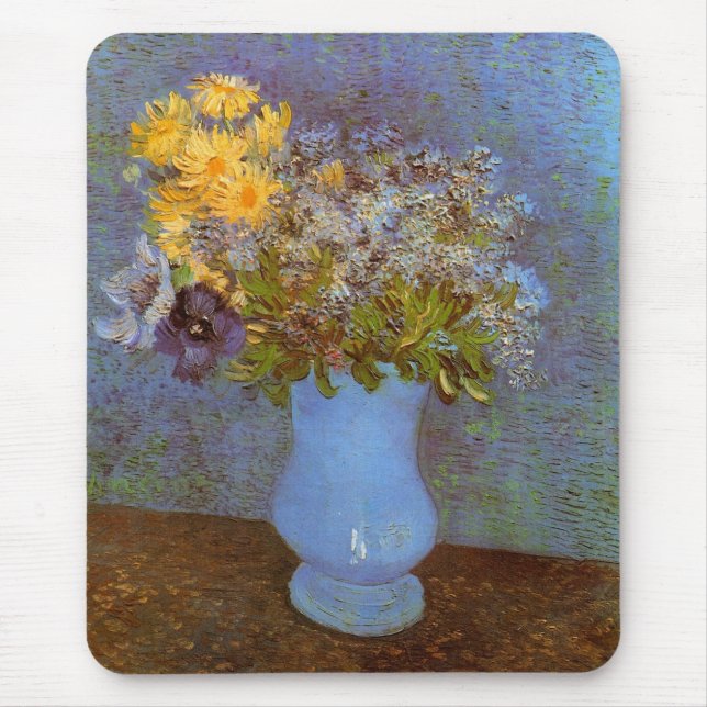 Alfombrilla De Ratón Vase con Lilacs y Daisies por Vincent van Gogh (Frente)