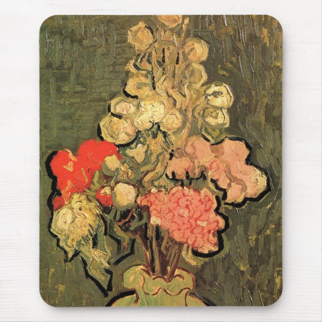 Alfombrilla De Ratón Vase con patas Rosas por Vincent van Gogh (Frente)