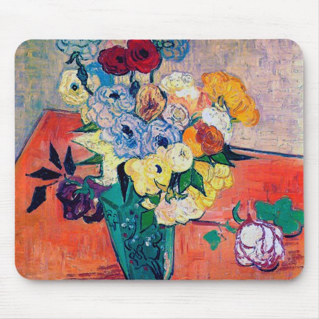 Alfombrilla De Ratón Vase con Rosas y Anemones, Van Gogh (Frente)