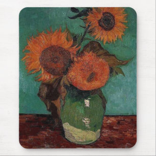 Alfombrilla De Ratón Vase con tres girasoles, Vincent van Gogh