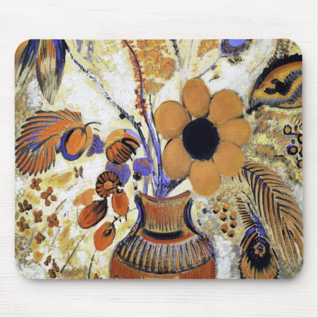 Alfombrilla De Ratón Vase etrusca con flores, Redon (Frente)