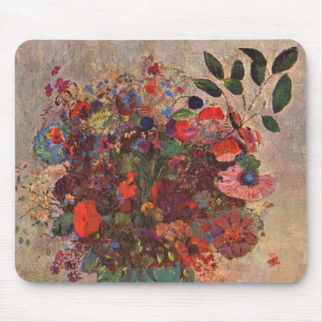 Alfombrilla De Ratón Vase turca por Odilon Redon, arte de flores antigu (Frente)