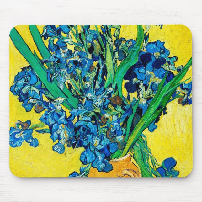 Alfombrilla De Ratón Vase with Irises, Van Gogh (Frente)