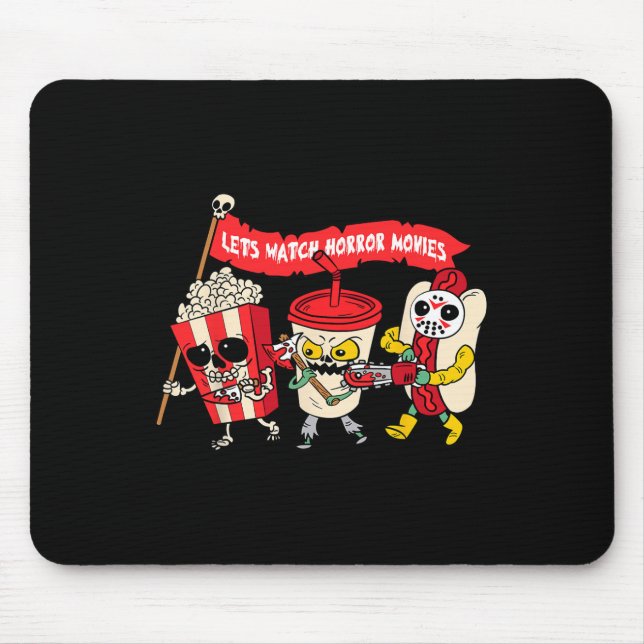 Alfombrilla De Ratón Veamos películas de terror divertidos disfraces de (Frente)