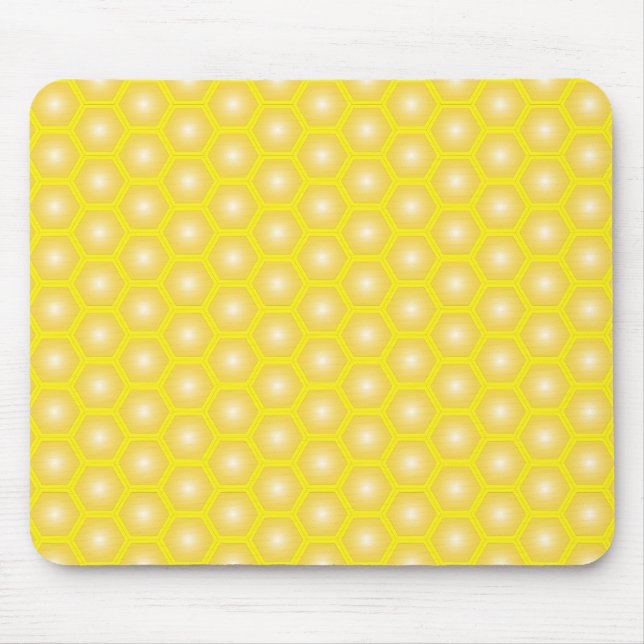 Alfombrilla De Ratón vector amarillo de panal sobre amarillo (Frente)