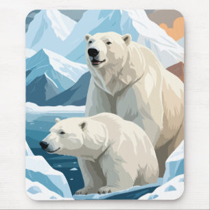 Alfombrilla De Ratón Vector de Oso Polar Arte Animal Majestuoso Natural