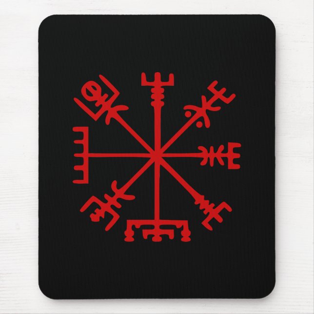 Alfombrilla De Ratón Vegvísir rojo sangre (compás de Viking) (Frente)