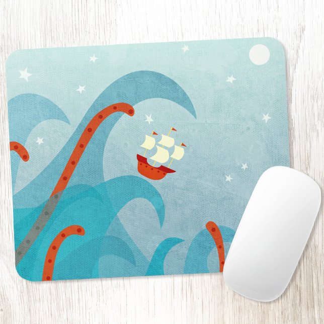 Alfombrilla De Ratón Vela (Sailing boat and sea monster fun art mousemat)