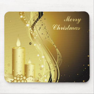 Alfombrilla De Ratón Velas doradas de Navidades con un fondo chisporrot