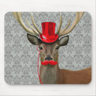 Alfombrilla De Ratón Venado con Gorra rojo y bigote