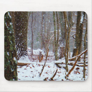 Alfombrilla De Ratón venado de cola blanca en la nieve
