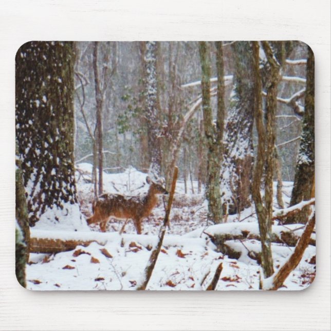 Alfombrilla De Ratón Venado en caída de nieve (Frente)