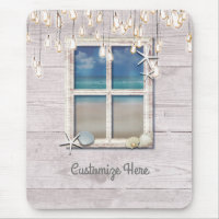 Ventana de Playa Tropical Madera Blanca Chic Elega