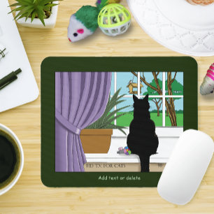 Alfombrilla De Ratón Ventana de visualización de gato negro