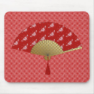 Alfombrilla De Ratón Ventilador Deco - Mariposas, rojo oscuro y blanco