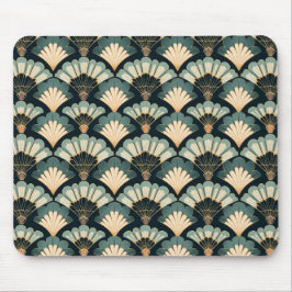 Alfombrilla De Ratón Ventilador Verde azulado y beige de inspiración ja