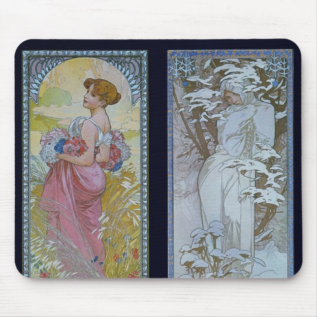 Alfombrilla De Ratón "Verano e invierno " de Alfonso Mucha (Frente)