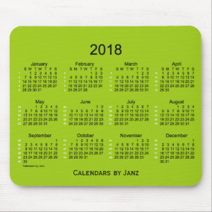 Alfombrilla De Ratón Verde amarillo 2018 calendario de 52 semanas por