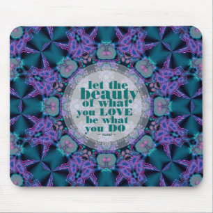 Alfombrilla De Ratón Verde azulada+Purple GeoFractal Art Cita Mousepad