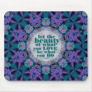 Alfombrilla De Ratón Verde azulada+Purple GeoFractal Art Cita Mousepad
