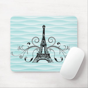 Alfombrilla De Ratón Verde azulada Torre Eiffel Flourish Mouse Pad