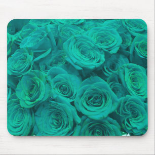 Alfombrilla De Ratón Verde azulado elegante romántico - rosas verdes
