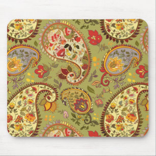 Alfombrilla De Ratón Verde caqui Paisley floral