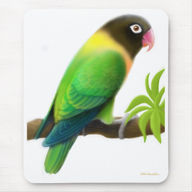 Alfombrilla De Ratón Verde enmascarado Mousepad del Lovebird (Frente)
