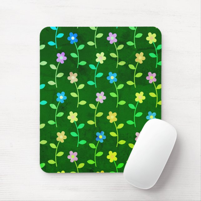 Alfombrilla De Ratón Verde floral (Con ratón)