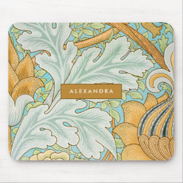 Alfombrilla De Ratón Verde floral monograma verde amarillo botánico