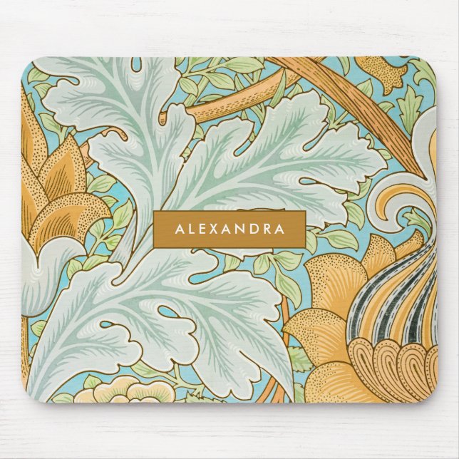 Alfombrilla De Ratón Verde floral monograma verde amarillo botánico (Frente)