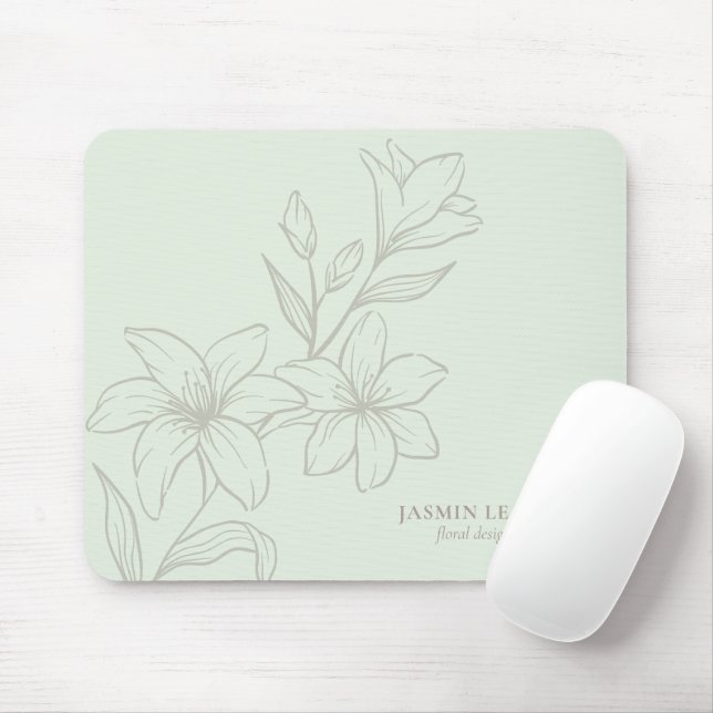 Alfombrilla De Ratón Verde Menta | Moda Floral mínima (Con ratón)