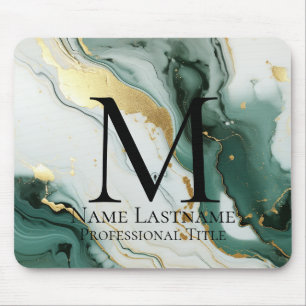 Alfombrilla De Ratón Verde Teal Monograma