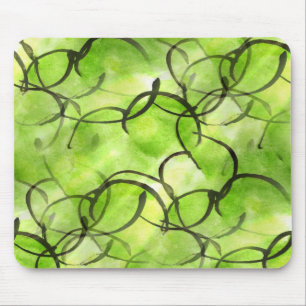 Alfombrilla De Ratón verde vanguardista del fondo de la pintura de la