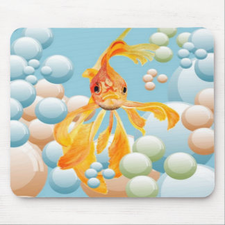 Alfombrilla De Ratón Vermillion Goldfish In Pastel Bubble Water