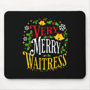 Alfombrilla De Ratón Verry Merry Waitress Navidades Holiday Server Paja