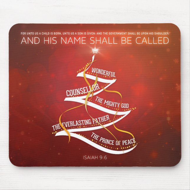Alfombrilla De Ratón Verso de la biblia del 9:6 del navidad Mousepad - (Frente)